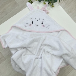 Prosop bebe copii cu gluga din bumbac, Iepuras